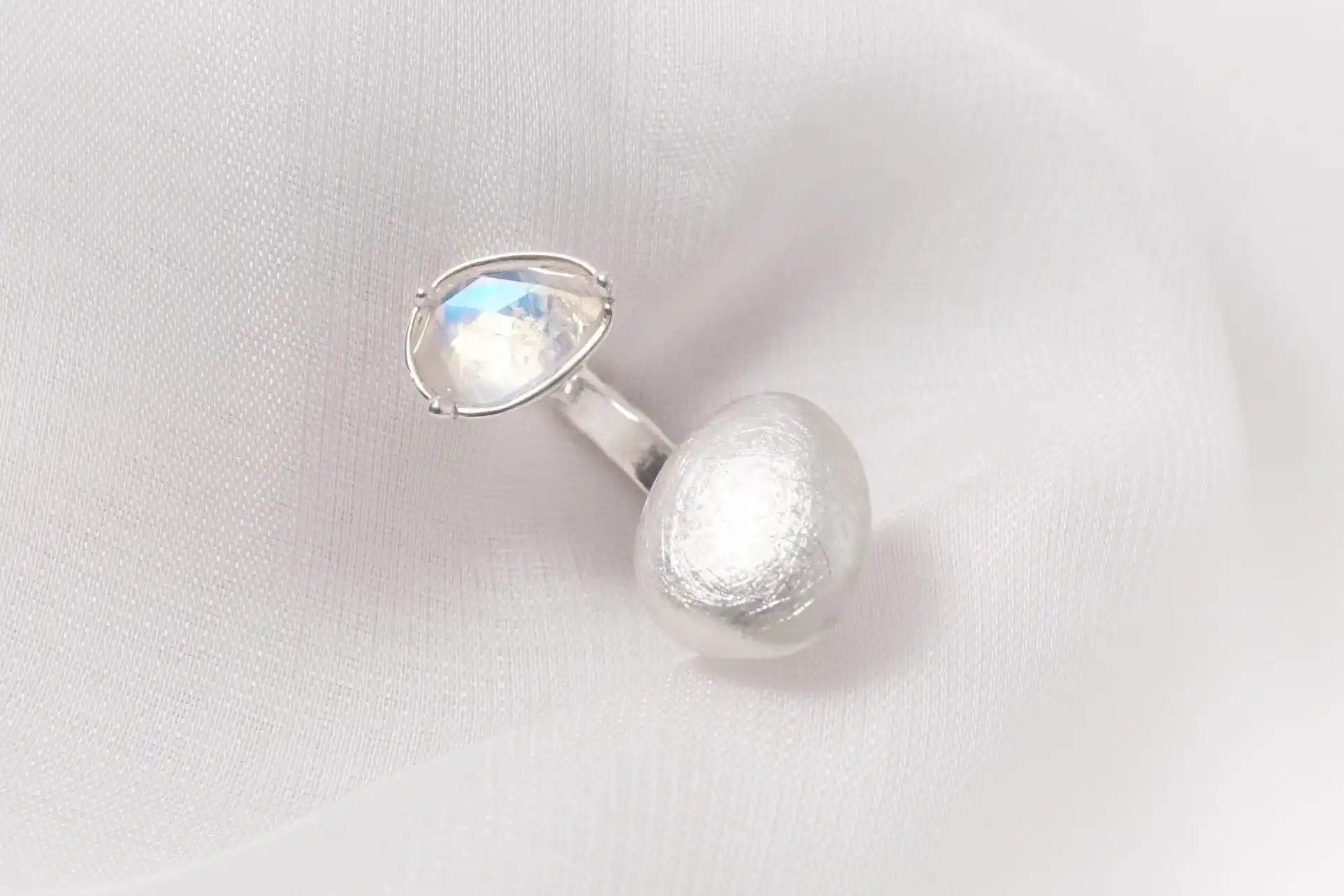 Silver Moonstone Deux Ring - Main Image