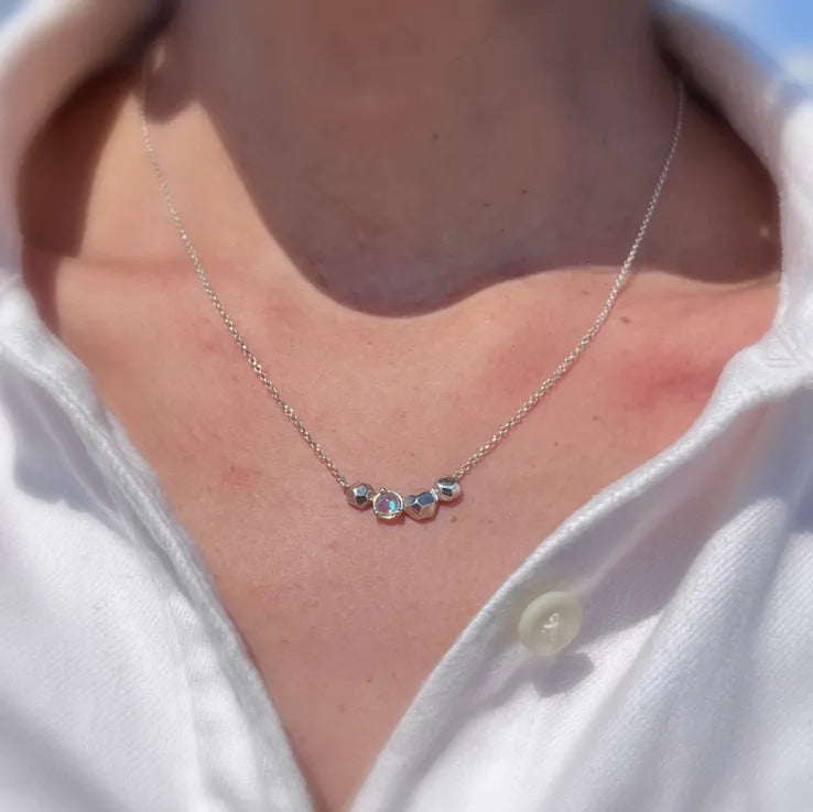 Chia Jewelry gem stones everyday necklaces design collection. One of a kind silver moonstone necklace and pendant.