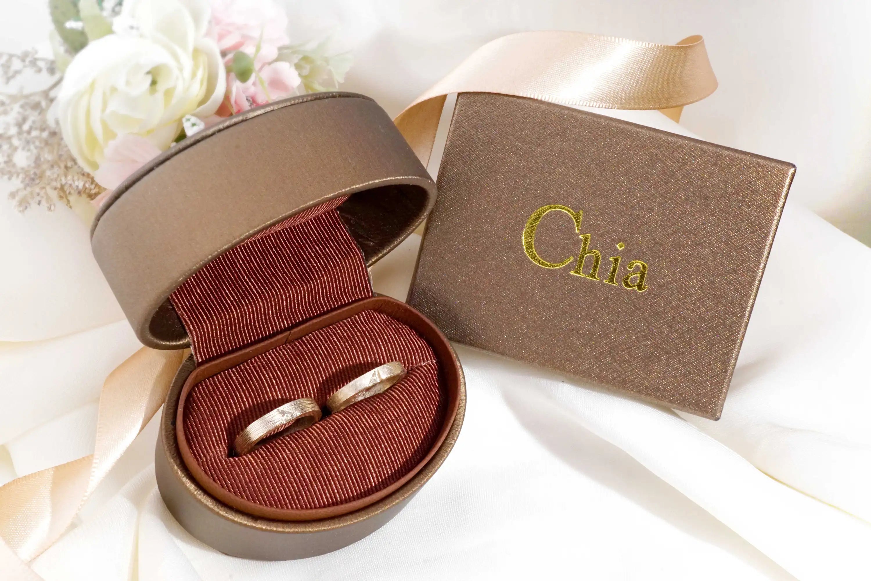 Testimonial on Chia Jewelry custom gold and diamond initial wedding bands