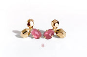 Chia Jewelry gem stones earrings design collection. 14kt gold garnet stud earrings for women