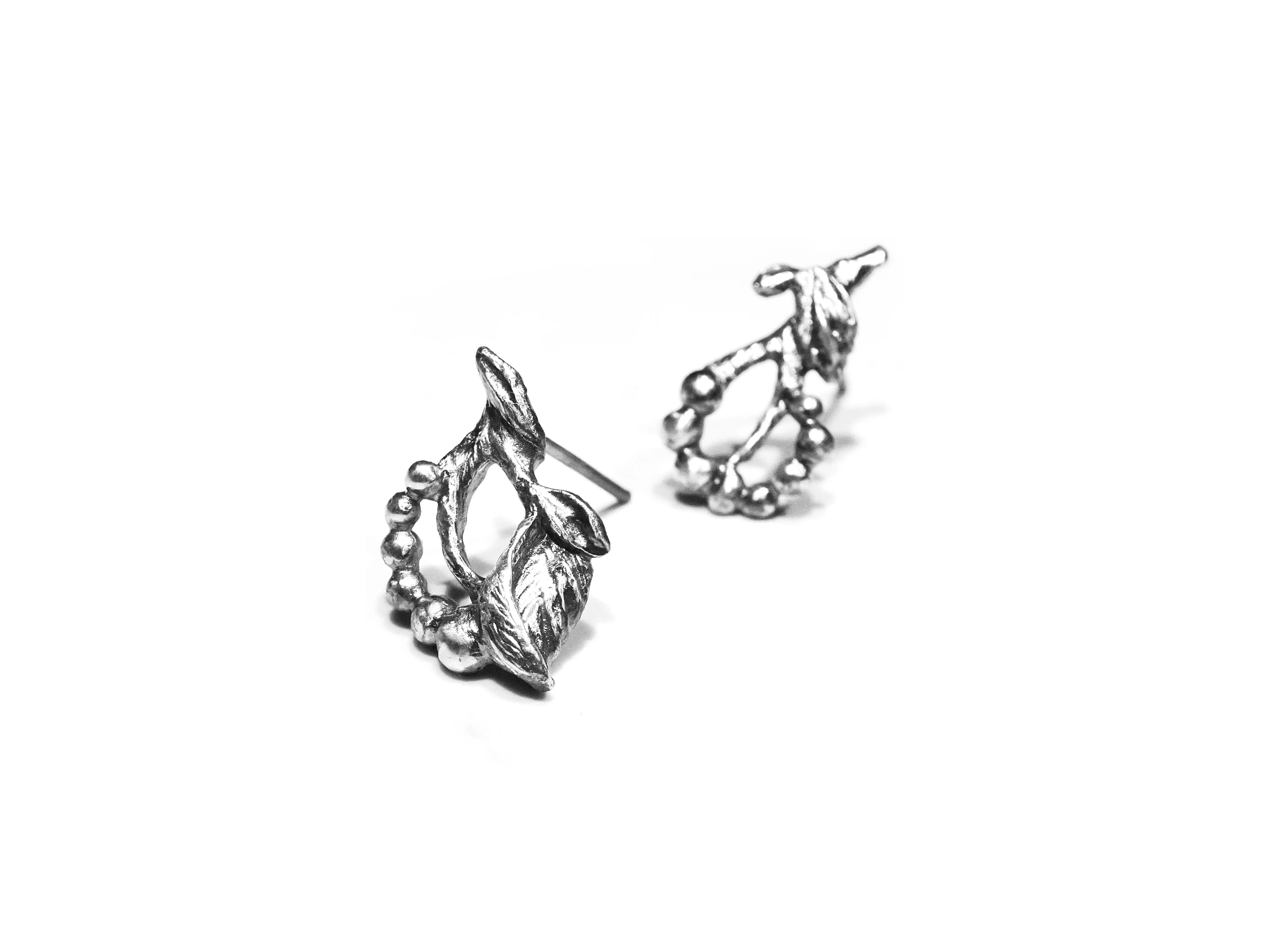 Angel Flower Silver Stud Earrings