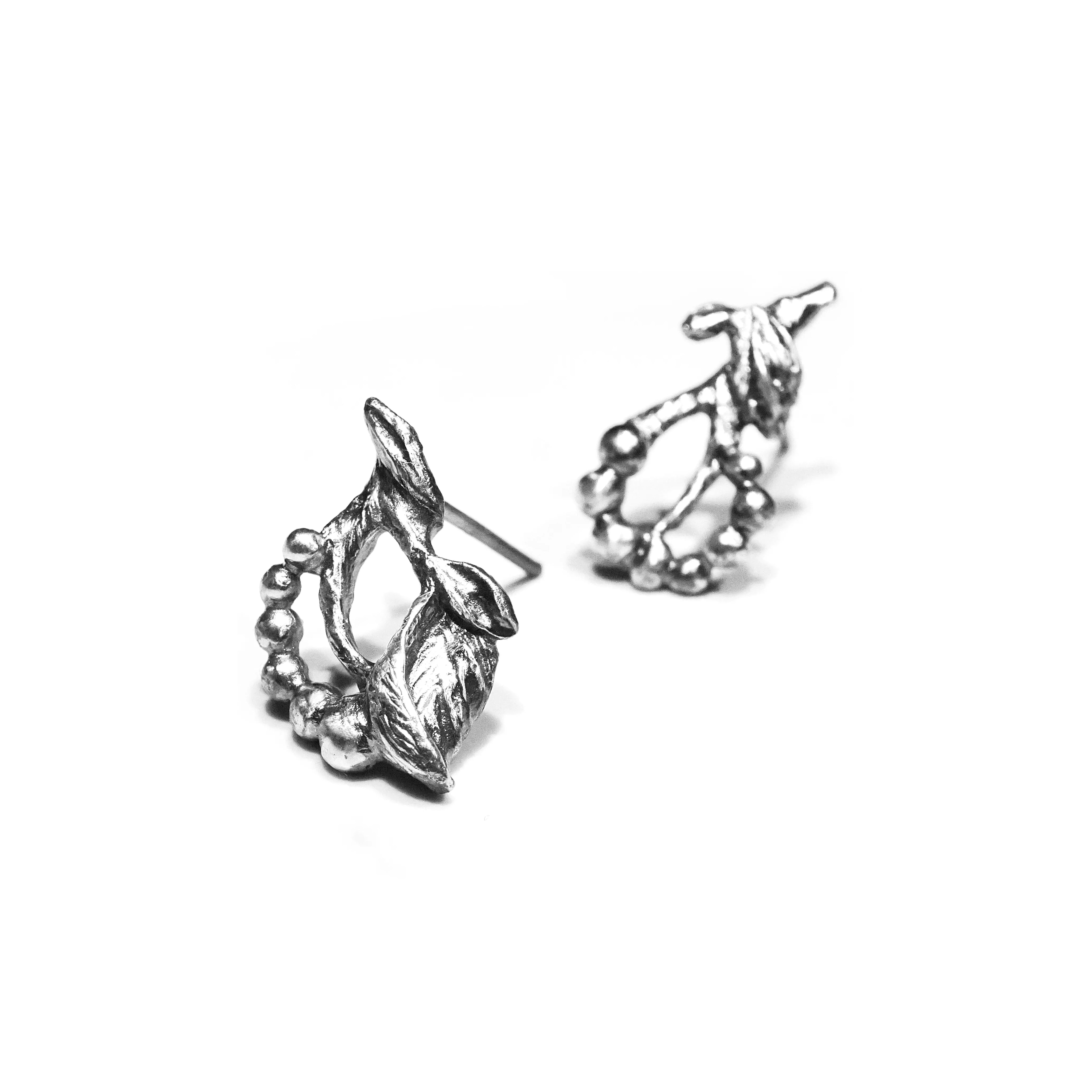 Angel Flower Silver Stud Earrings