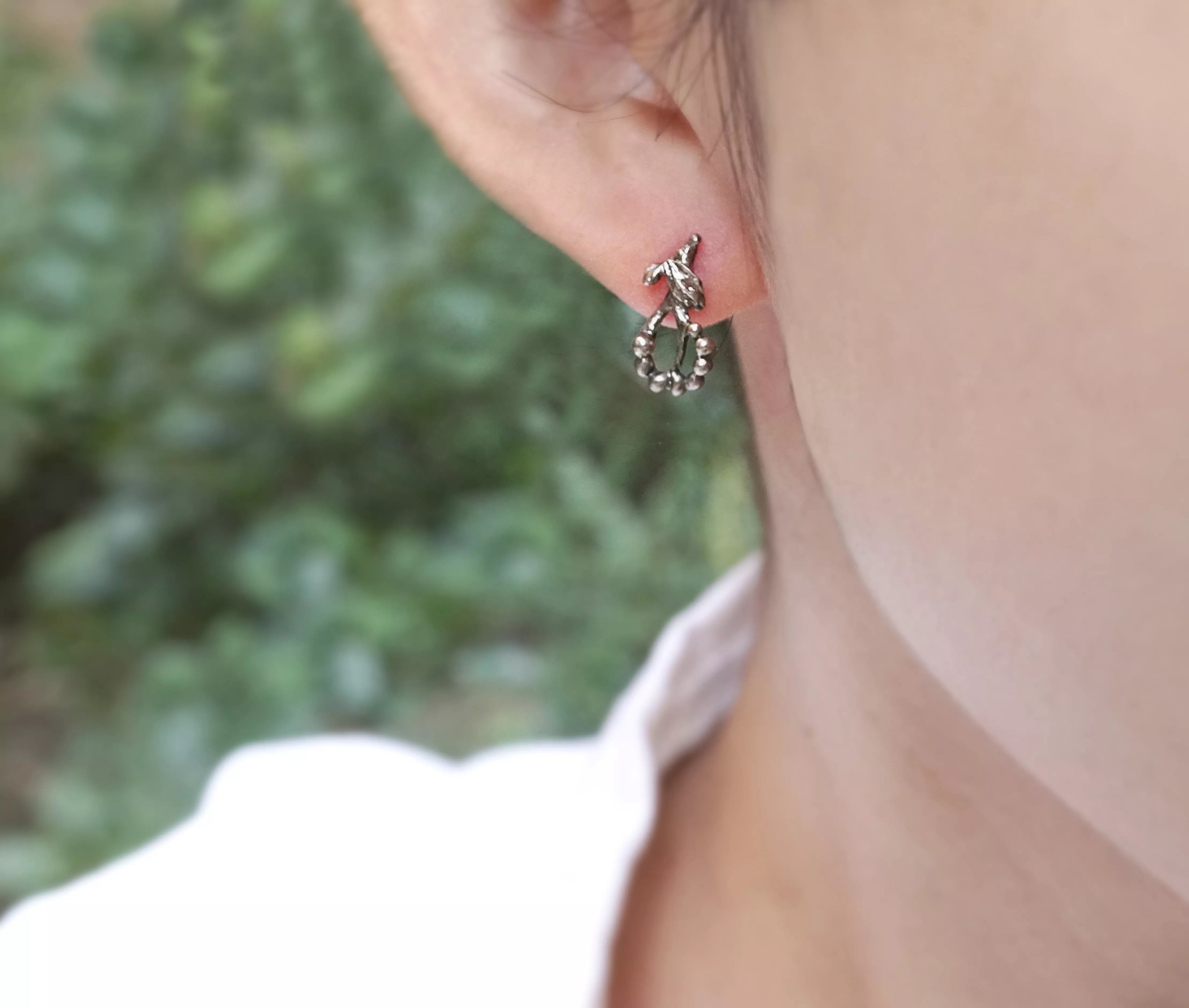 Angel Flower Silver Stud Earrings