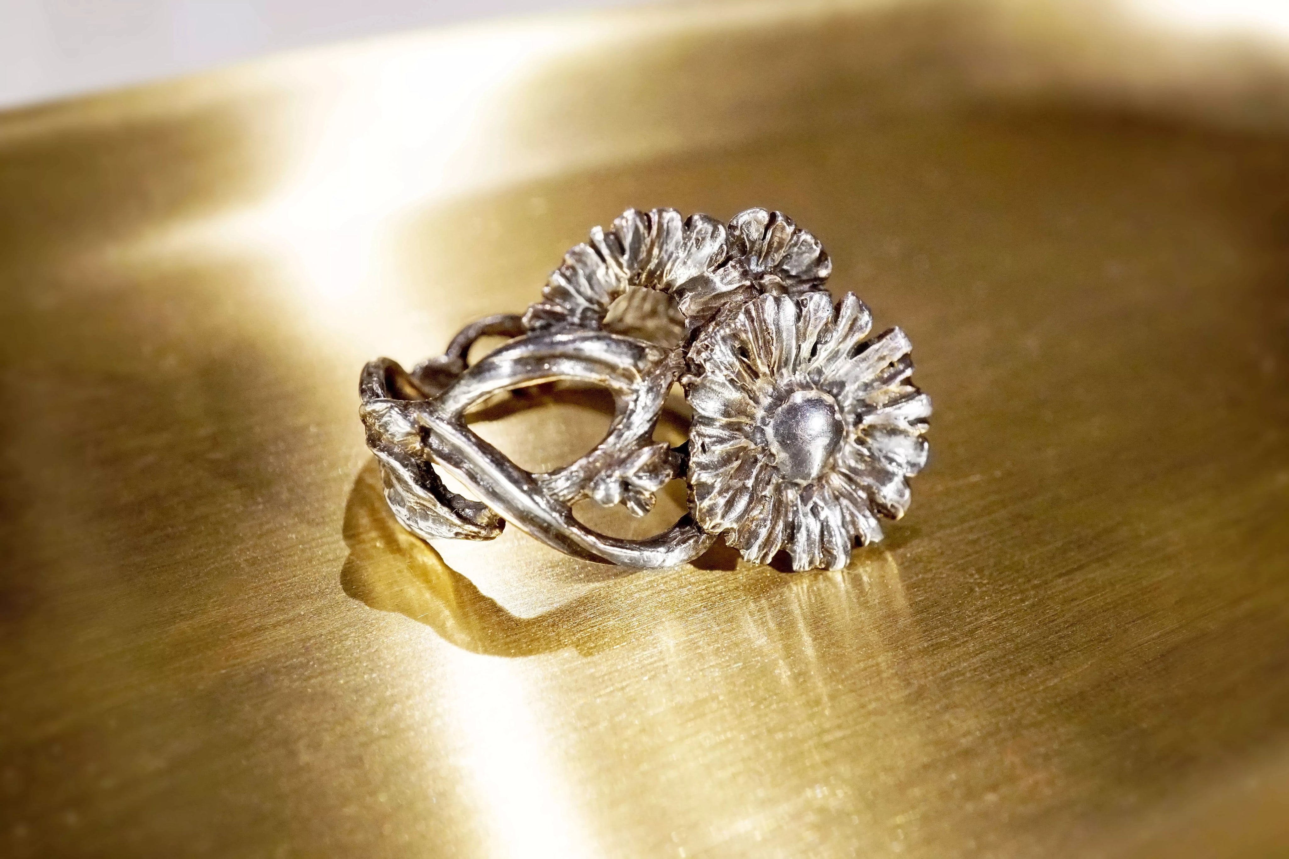 Daisy Adjustable Silver Ring