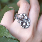 Daisy Adjustable Silver Ring