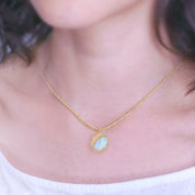 Chia Jewelry Guardian Fine Jewelry inspired by moon. Unique necklace with moonstone and  yellow gold.