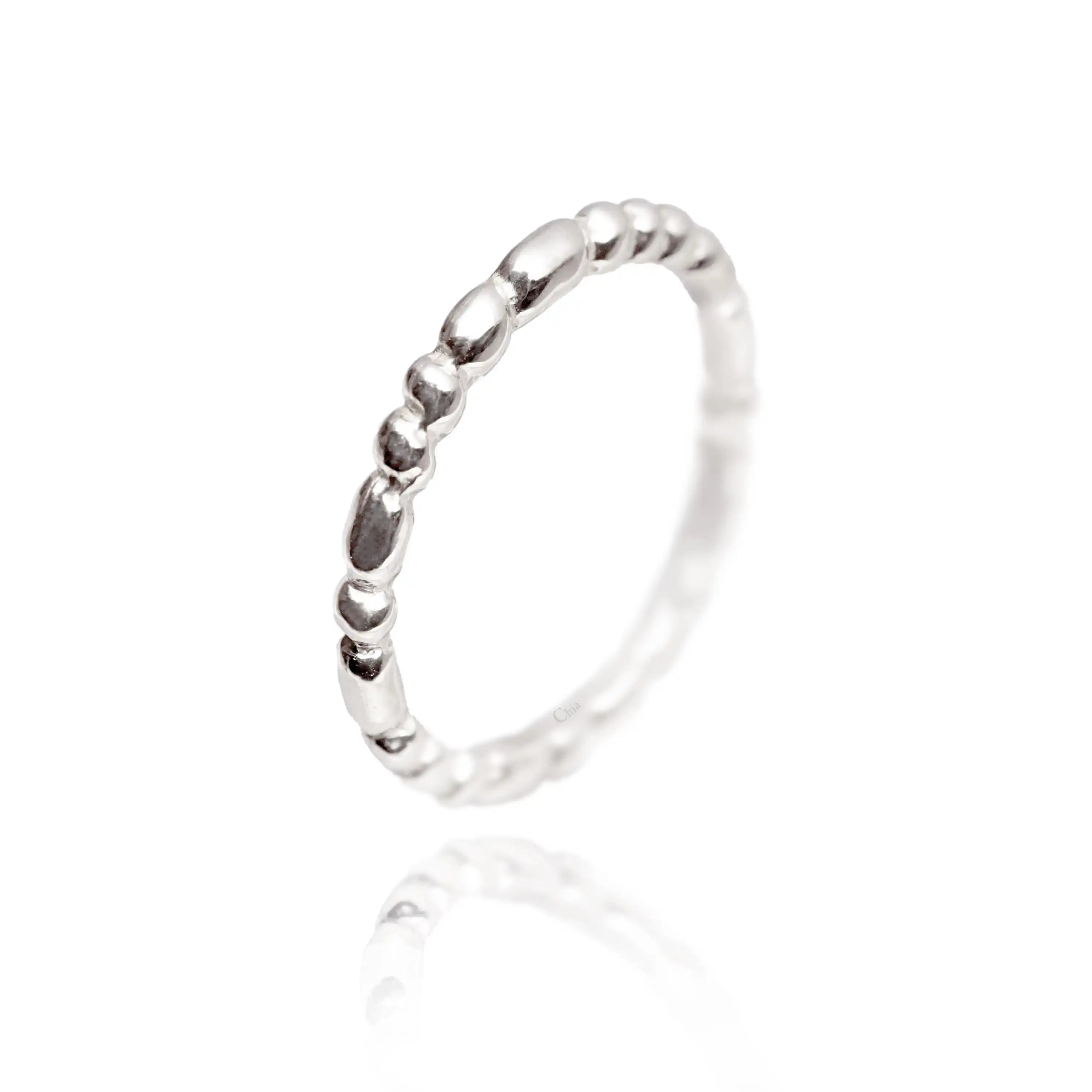 Silver Pebble Line Ring