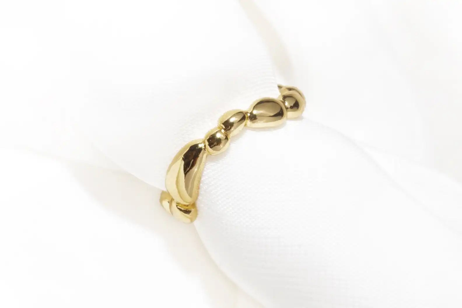 Chia Jewelry gold rings design collection.One of a kind simple and artistic bean pebbles statement ring for everyday.