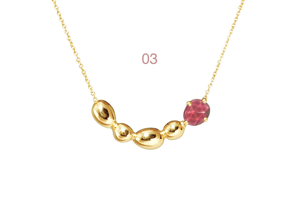 9kt Yellow Gold Garnet Pebble Necklace